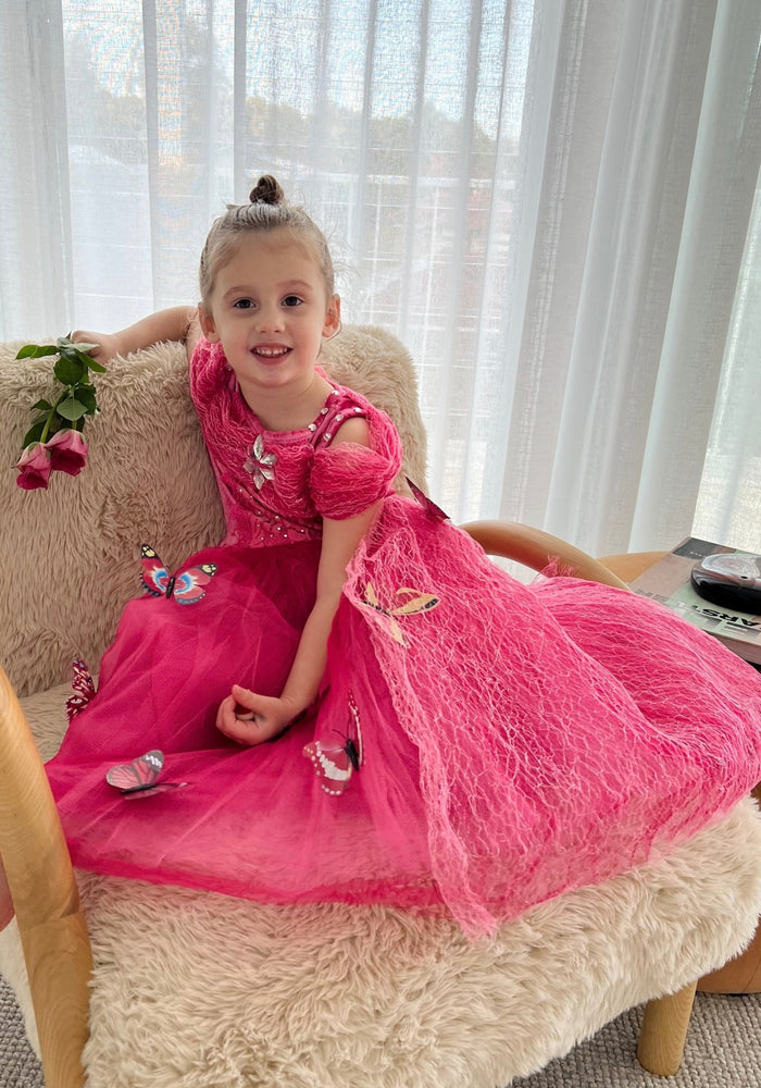 Pink Aurora Butterfly Princess Party Dress Costume & Jewellery Set - Fox Baby & Co