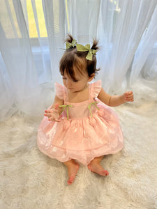 Spring Tulip Puff Frill Dress - Pink