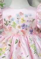 Load image into Gallery viewer, Pretty Floral Little Girls Luxe Dress - Baby Pink
