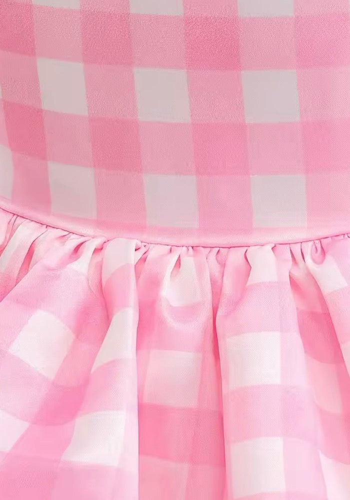 Kid little Girls Pink Gingham Barbie Party Dress - Fox Baby & Co