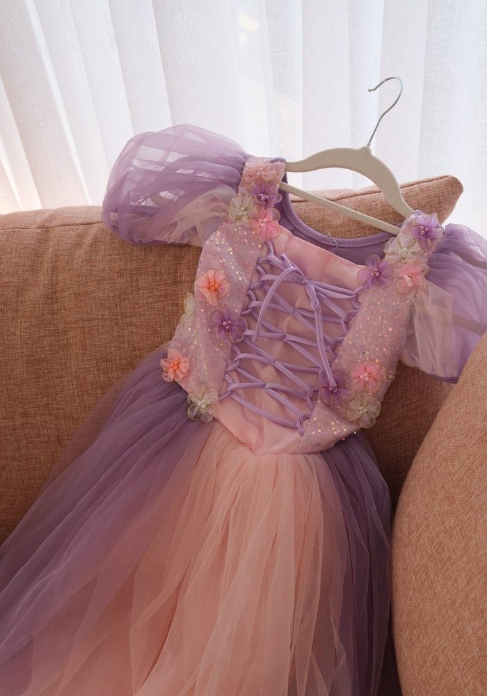 Whimsical Rapunzel Floral Princess Dress 💜🌸 - Fox Baby & Co