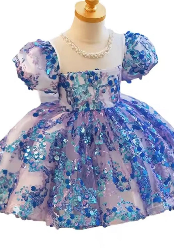 Kids girls New Mermaid Luxe Sequins Tulle Dress - Sapphire Blue (pre order) - Fox Baby & Co