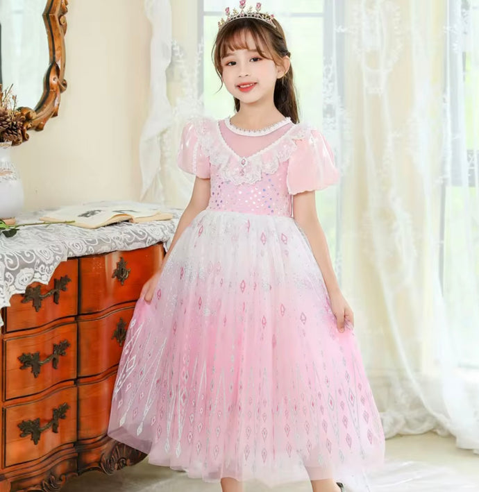 Aurora Lace Pink Princess Party Dress Costume & Cape
