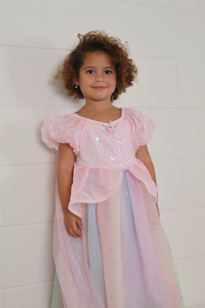 Rainbow Fairyfloss Princess Birthday Party Dress with cape - Fox Baby & Co