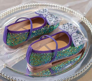 Mermaid Luxe Bow Princess Ballerina Ballet Flat Shoes (pre order) - Purple/ Green