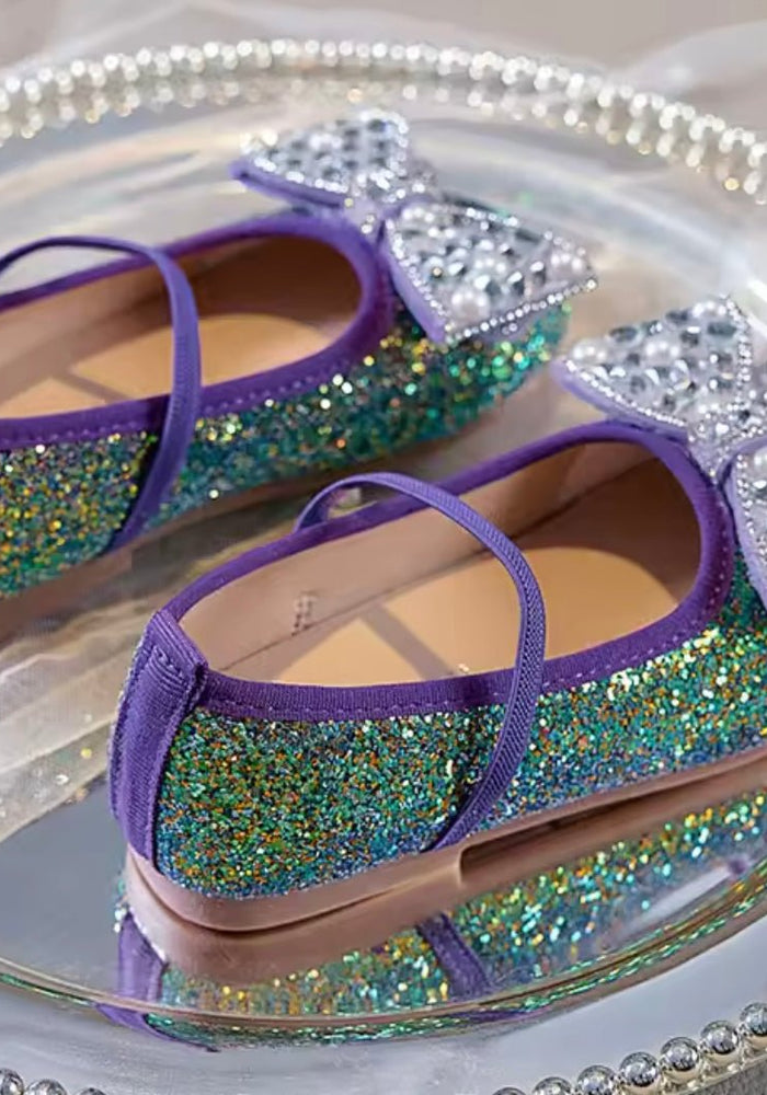 Mermaid Luxe Bow Princess Ballerina Ballet Flat Shoes (pre order) - Purple/ Green - Fox Baby & Co