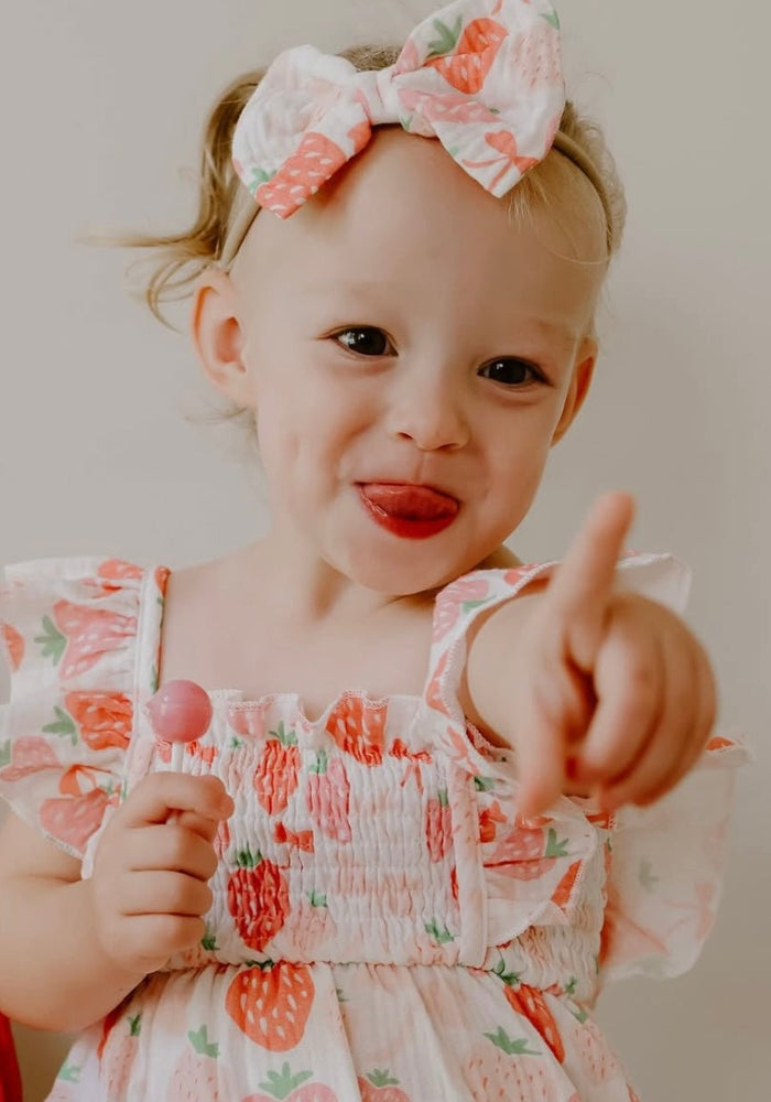 Strawberry Berry Frill Romper & Bow Headband - Fox Baby & Co