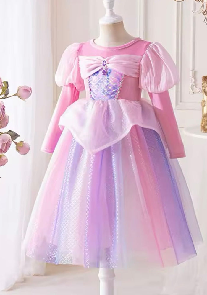 Enchanted Mermaid Princess Birthday Long Sleeve Party Dress Costume - Fox Baby & Co