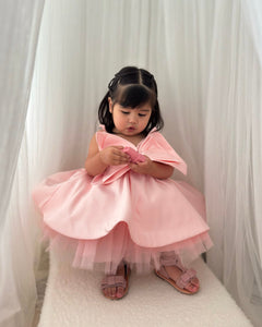 Acacia Oversized Bow Luxe Little Girls Party Dress - Pink (pre order) - Fox Baby & Co