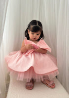 Load image into Gallery viewer, Acacia Oversized Bow Luxe Little Girls Party Dress - Pink (pre order) - Fox Baby &amp; Co
