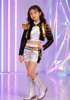Load image into Gallery viewer, Kids Girls Kpop Style Demon Hunter Luxe Holographic Sequin SHORTS Outfit Accessories Set
