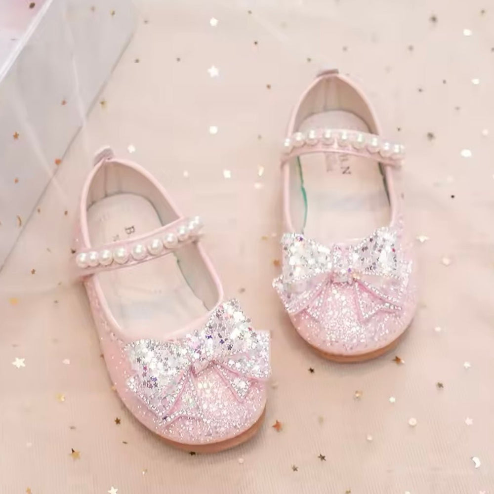 New Big Bow Pink Pearl Princess Birthday Girl Mary Jane Shoe (pre order) - Fox Baby & Co
