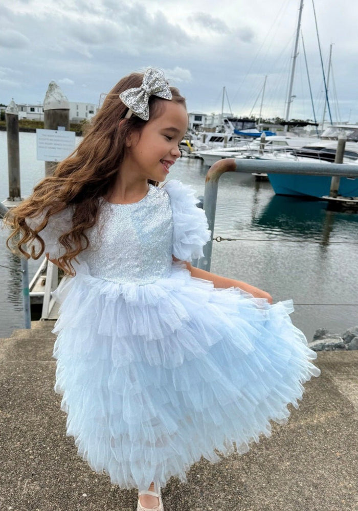 Snow Sparkle Blue Frill Princess Party Dress - Fox Baby & Co