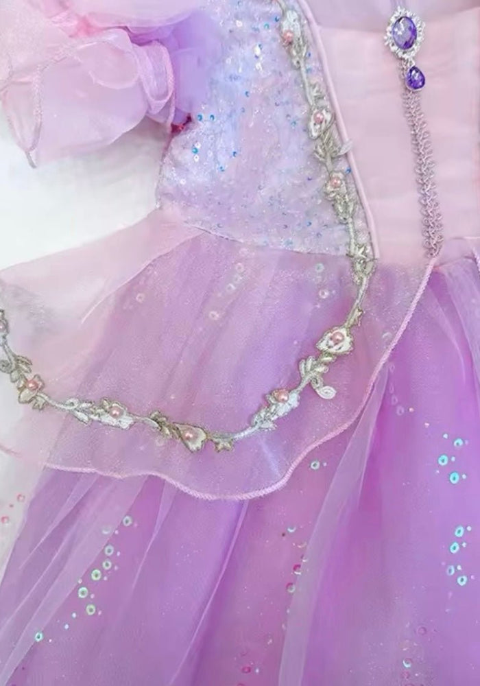 Violet Rapunzel Princess Puff Sleeve Party Dress Costume - Fox Baby & Co