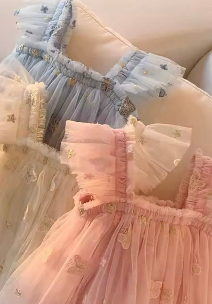 Whimsical Butterfly Fairy Tulle Birthday Dress - Blue - Fox Baby & Co