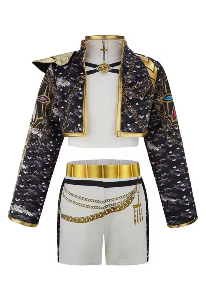 Kids Girls K - POP Style Demon Hunter Mira Zoey Costume Top, Shorts & Jacket 3 Piece - Fox Baby & Co