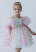 Load image into Gallery viewer, Bella Butterfly Flower Girl Kids Puff Sleeve Party Dress - Rainbow - Fox Baby &amp; Co

