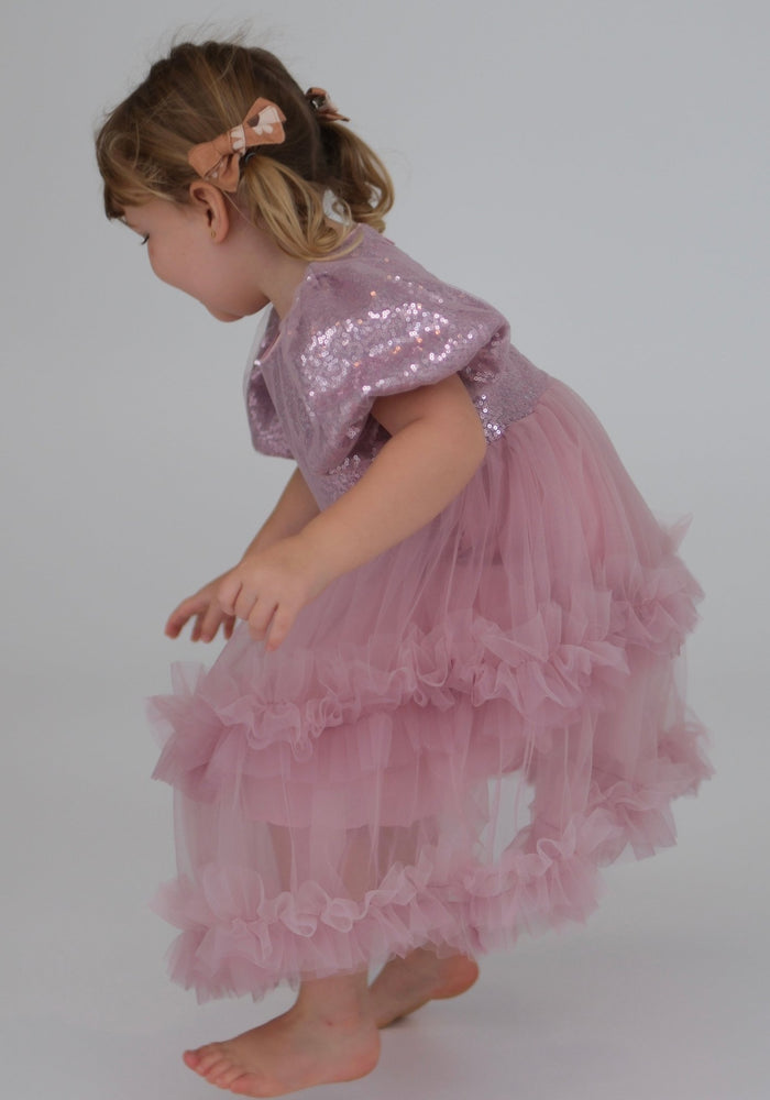 Kid little girl Fairyland Birthday Tulle Dress - Dusty Rose - Fox Baby & Co