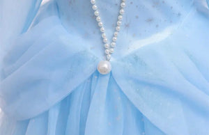 Blue Wonderland Princess Birthday Long Sleeve Party Dress Costume