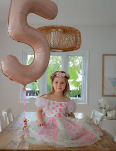 Bella Butterfly Flower Girl Kids Puff Sleeve Luxe Party Dress - Rainbow - Fox Baby & Co