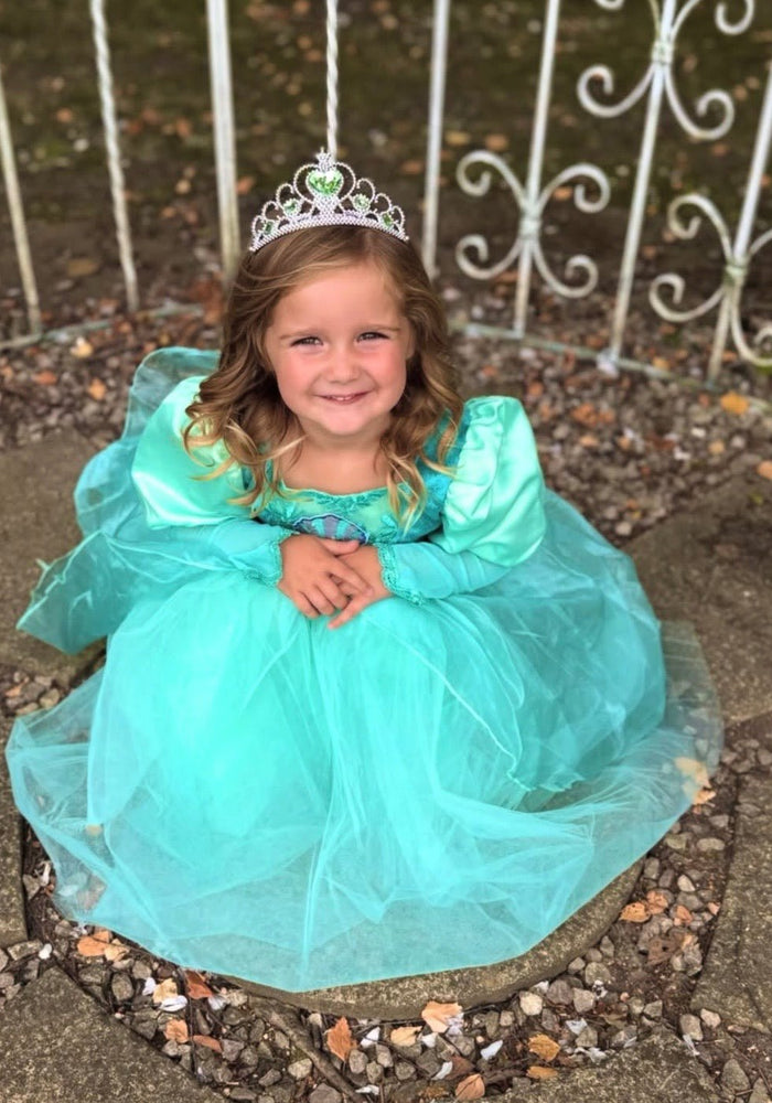 Aqua Pearl Mermaid Princess Long Sleeve Party Dress Costume - Fox Baby & Co