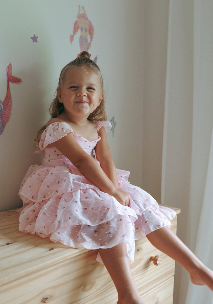 Kids little girls Rosie Floral Luxe Party Dress - Pink (pre order) - Fox Baby & Co