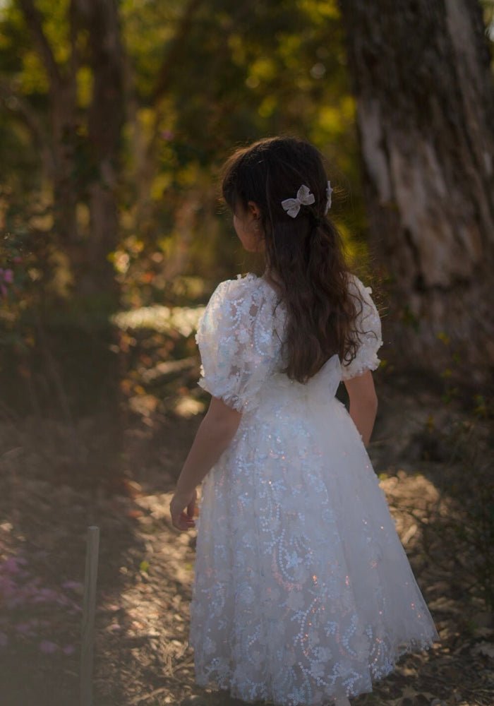 Kids girls Tea Party Sparkle Tulle Dress - White - Fox Baby & Co