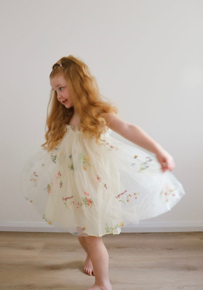 Arabella Garden Floral Tulle Birthday Dress - lemon - Fox Baby & Co