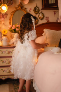 Kids girls Tea Party Butterfly Tulle Dress - White