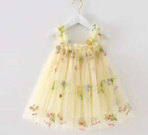 Arabella Garden Floral Tulle Birthday Dress - lemon - Fox Baby & Co