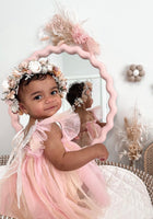 Load image into Gallery viewer, Kids little Girls Aurora Tutu Tulle Fairy Romper - Peach Rainbow
