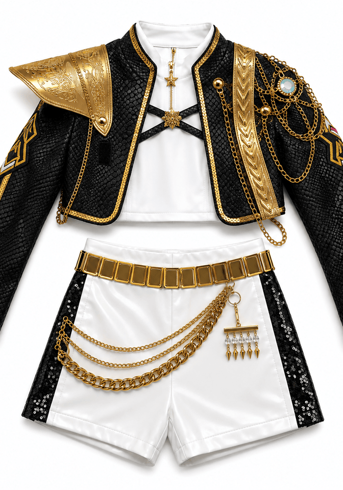 Kids Girls Kpop Style Demon Hunter Luxe Mira Costume Top, Shorts & Jacket 3 Piece - Fox Baby & Co