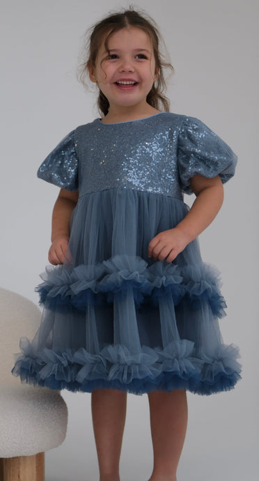 Kid little girl Fairyland Birthday Tulle Dress - Blue - Fox Baby & Co