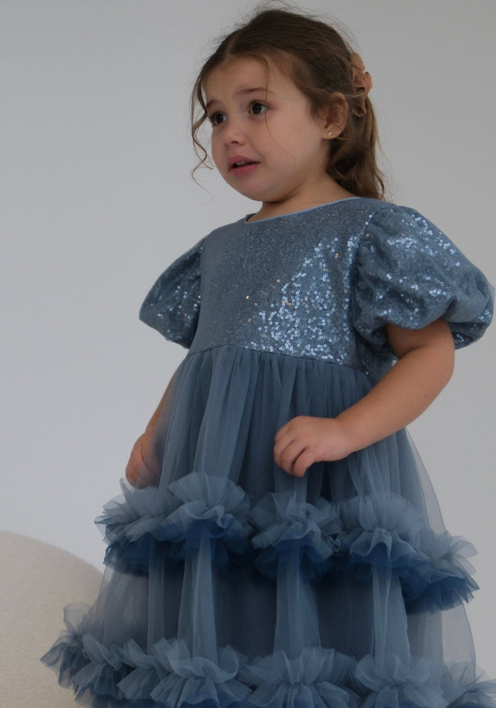 Kid little girl Fairyland Birthday Tulle Dress - Blue - Fox Baby & Co