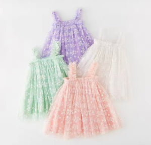 1st Birthday Kids little girls Arabella Daisy Tulle Dress - Mint (pre order) - Fox Baby & Co