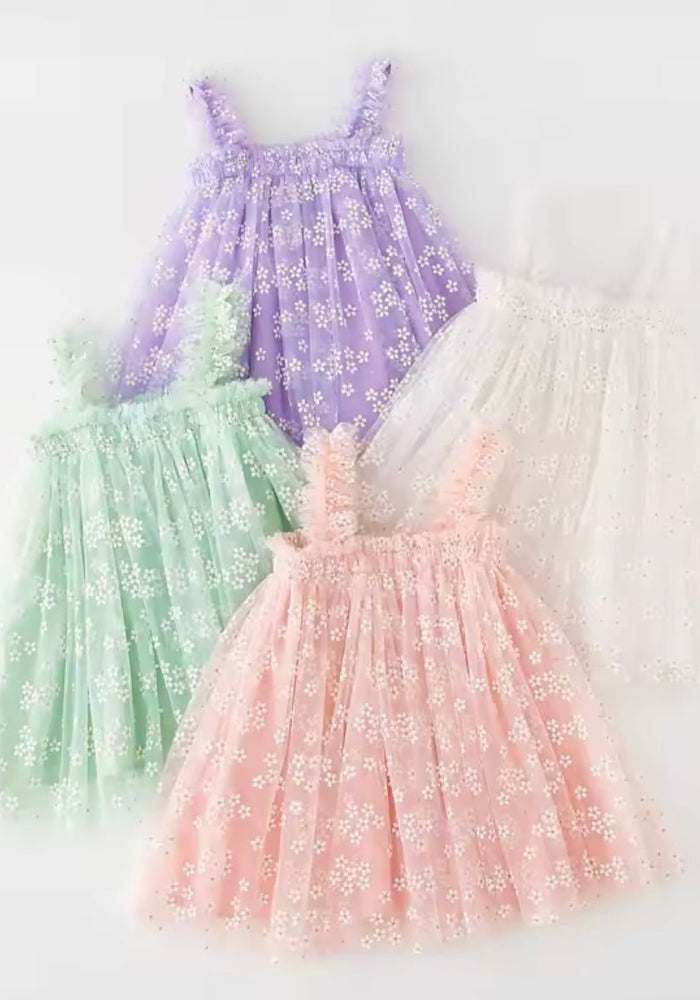 1st Birthday Kids little girls Arabella Daisy Tulle Dress - Mint (pre order) - Fox Baby & Co