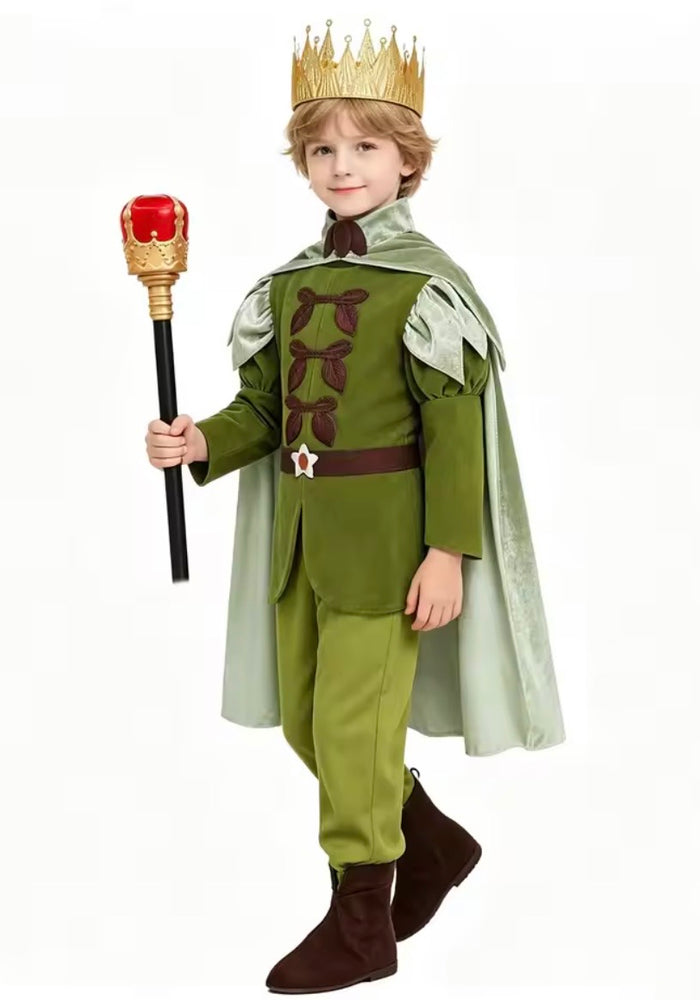 Enchanted Frog Prince Boys Costume Set with Cape, Crown & Sceptre