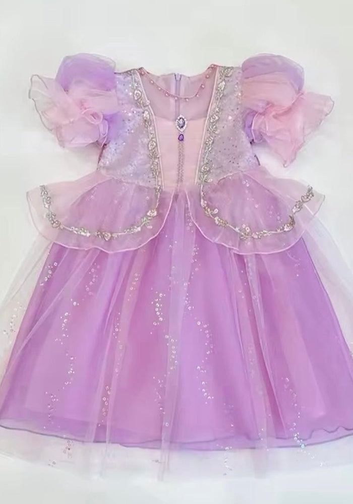Violet Rapunzel Princess Puff Sleeve Party Dress Costume - Fox Baby & Co