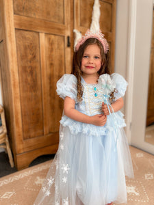 Whimsical Snow Star Princess Birthday Party Dress Costume with cape - Fox Baby & Co