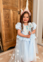 Load image into Gallery viewer, Whimsical Snow Star Princess Birthday Party Dress Costume with cape - Fox Baby &amp; Co

