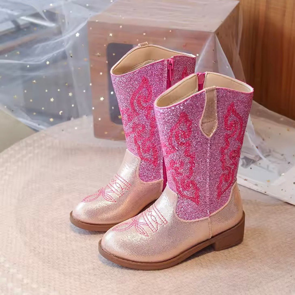 Sparkle Princess K - pop Cowgirl Boots – Pink/Rose Gold - Fox Baby & Co