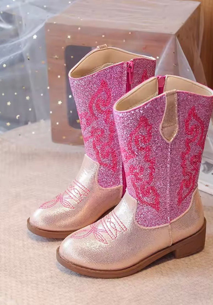 Sparkle Princess K - pop Cowgirl Boots – Pink/Rose Gold - Fox Baby & Co