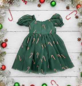 Kids girls Christmas Luxe Puff Tulle Dress - Candy Cane - Fox Baby & Co