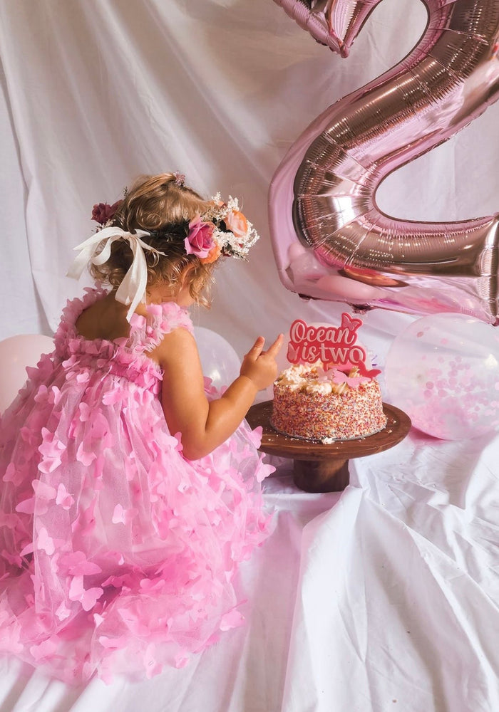 Whimsical Butterfly Tulle Dress - Rose Pink - Fox Baby & Co