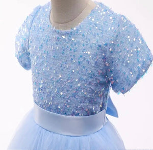 Pre order- Kid little girl Sapphire Sparkle Princess Birthday Dress