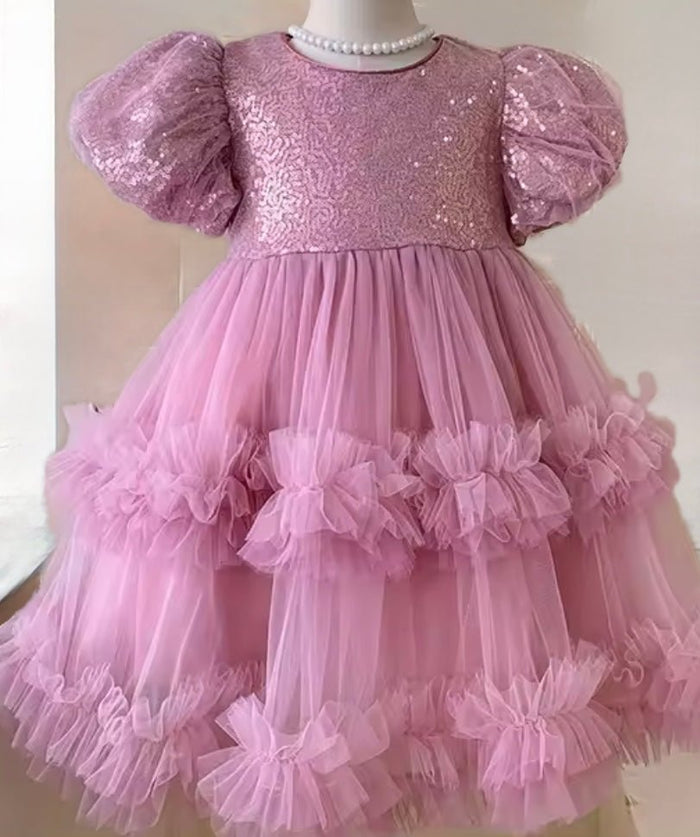 Kid little girl Fairyland Birthday Tulle Dress - Dusty Rose - Fox Baby & Co