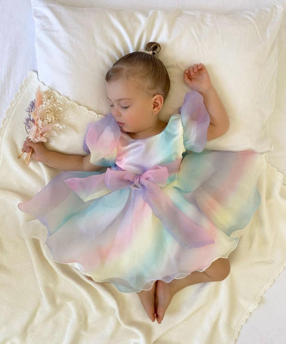 Kids little girls Rainbow Sherbet Luxe Party Dress (pre order) - Fox Baby & Co