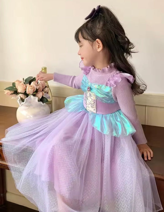 Mermaid Princess Birthday Long Sleeve Party Dress Costume - Fox Baby & Co