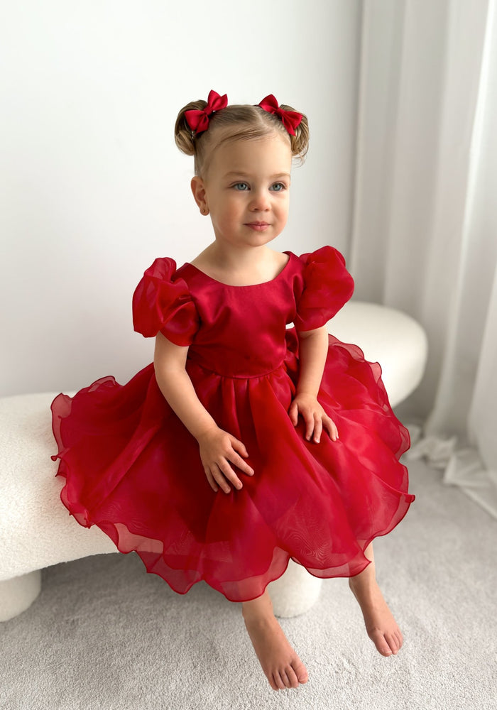 Kids little girls Red Christmas Luxe Dress (pre order) - Fox Baby & Co