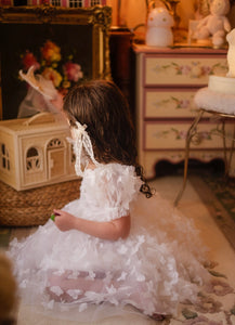 Kids girls Tea Party Butterfly Tulle Dress - White